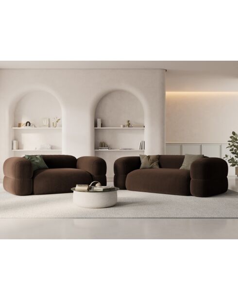 Canapé Velours Lony 2 Places Chocolat - 180x100x68 cm