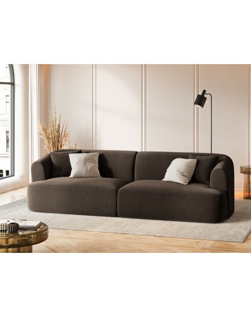 Canapé Modulaire Velours Talia 4 Places Chocolat - 255x90x70 cm