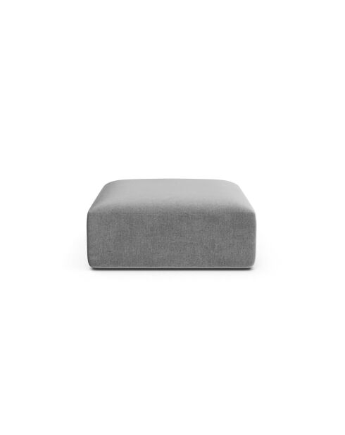 Pouf Velours Talia 1 Place Gris - 90x90x40 cm