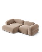 Canapé D'Angle Gauche Velours Modulable Lony 3 Places Beige Foncé - 250x147x68 cm