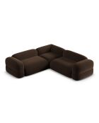 Divano angolare modulare in velluto simmetrico a 5 posti Lony Chocolate - 250x250x68 cm