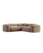 Sofá esquinero modular de terciopelo simétrico Lony de 5 plazas, beige oscuro, 250 x 250 x 68 cm