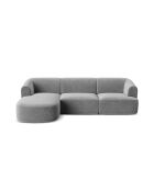 Canapé D'Angle Gauche Velours Modulable Talia 4 Places Gris - 256x156x70 cm