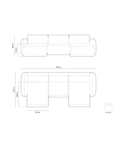 Divano angolare reversibile con contenitore Brick - 362x149x88 cm