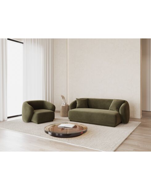 Canapé Velours Jane 2 Places Vert - 180x93x74 cm