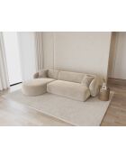 Canapé D'Angle Droit Velours Jane 4 Places Beige - 260x155x74 cm