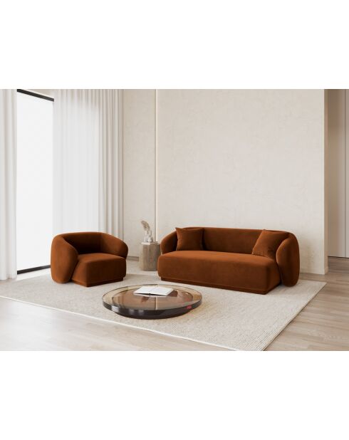 Canapé Velours Jane 2 Places Terracotta - 180x93x74 cm