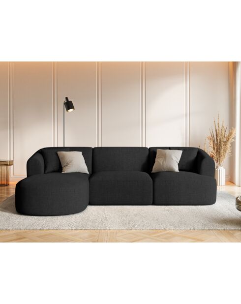 Talia 4-zits zwarte modulaire hoekbank rechts - 256x156x70 cm