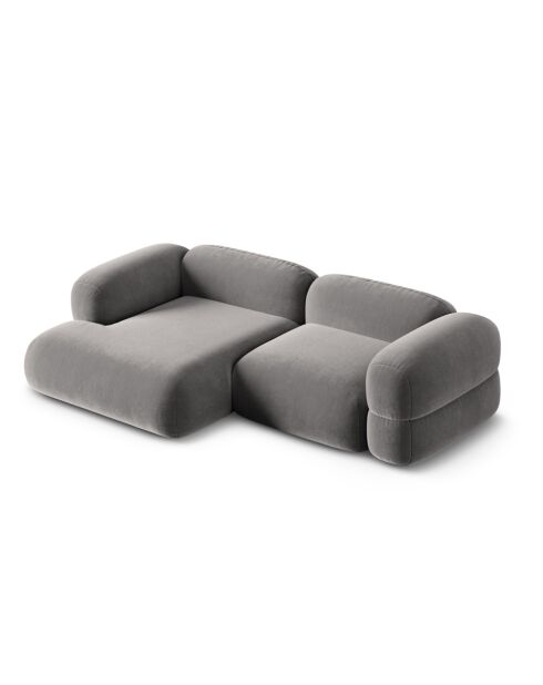 Lony Modulares 3-Sitzer-Ecksofa aus Samt, grau, 250 x 147 x 68 cm