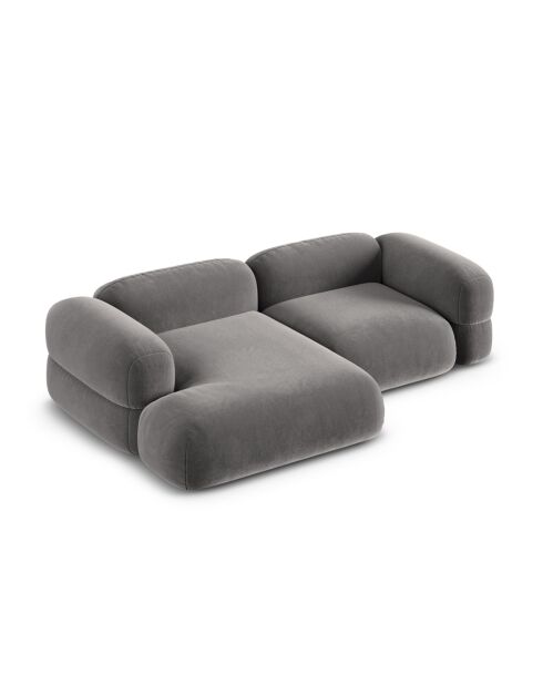 Lony Modulares 3-Sitzer-Ecksofa aus Samt, grau, 250 x 147 x 68 cm