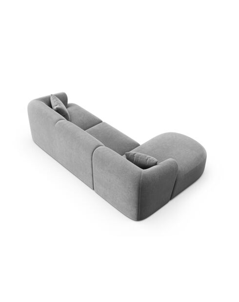 Talia 4-zits grijze 4-zits modulaire fluwelen hoekbank met rechte hoek - 256x156x70 cm