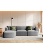 Talia 4-zits grijze 4-zits modulaire fluwelen hoekbank met rechte hoek - 256x156x70 cm