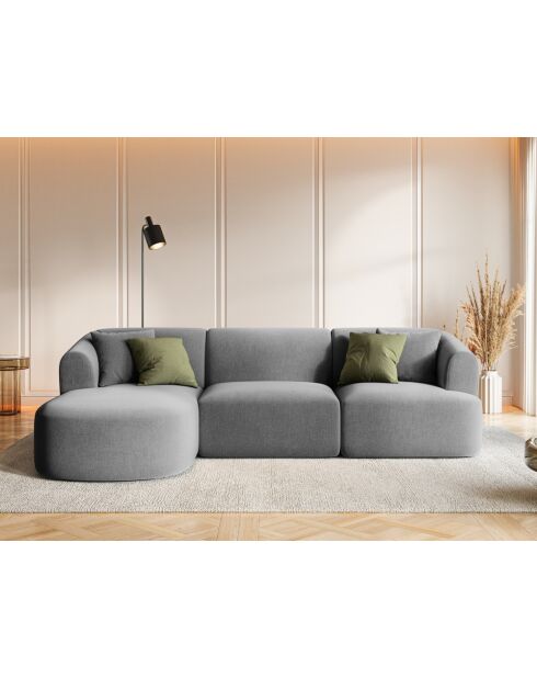 Talia 4-zits grijze 4-zits modulaire fluwelen hoekbank met rechte hoek - 256x156x70 cm