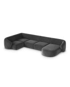 Canapé D'Angle Panoramique (Côté Droit) Velours Jane 6 Places Gris Foncé - 336x166x74 cm