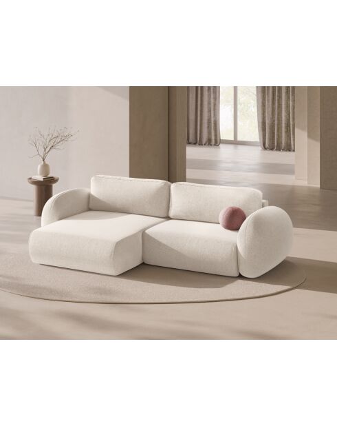 Canapé D'Angle Convertible Avec Rangement Kora 3 Places Beige Clair - 262x149x88 cm