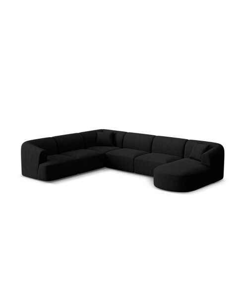 Canapé D'Angle Gauche Panoramique Modulable Talia 7 Places Noir - 330x255x70 cm