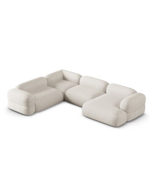 Lony 5-zits beige modulaire panoramische panoramische linkerhoekbank - 345x250x68 cm