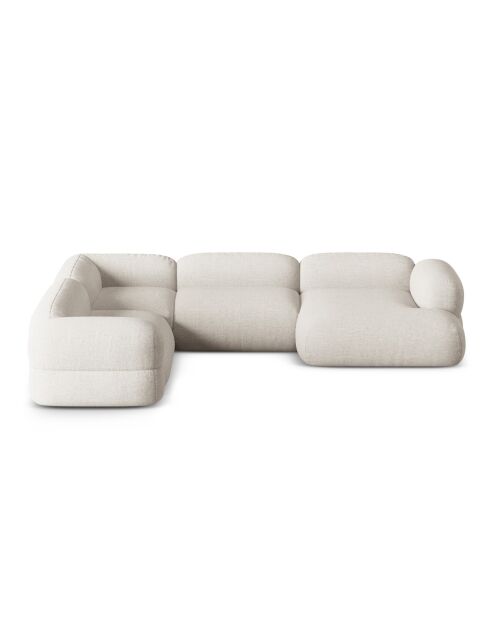 Lony 5-zits beige modulaire panoramische panoramische linkerhoekbank - 345x250x68 cm