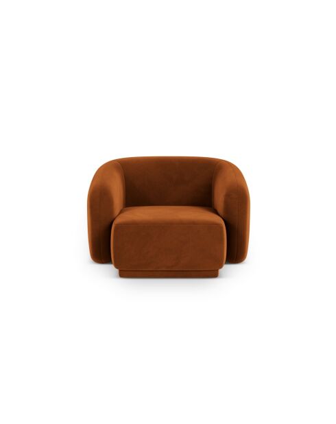 Fauteuil en velours Jane 1 Place Terracotta - 93x90x74 cm