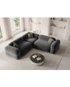 Canapé d'angle modulaire symétrique en velours Lony 5 Places Gris - 250x250x68 cm