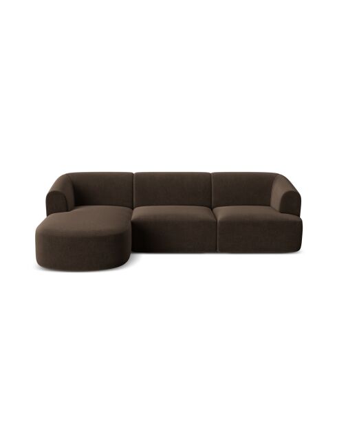 Talia 4-zits chocoladekleurige fluwelen hoekbank met linkerhoek - 256x156x70 cm