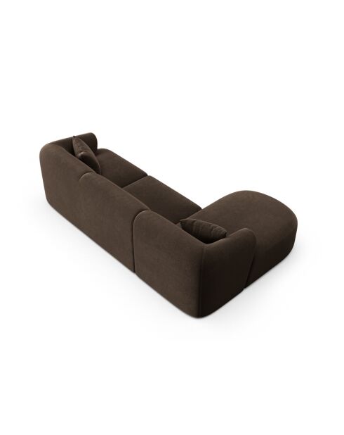 Talia 4-zits chocoladekleurige fluwelen hoekbank met linkerhoek - 256x156x70 cm