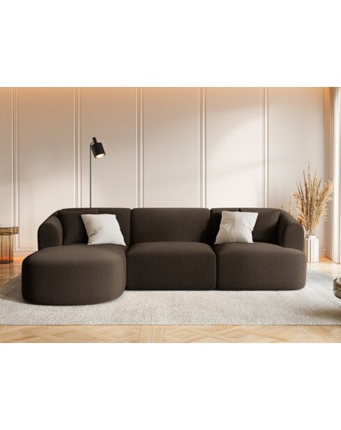 Talia 4-zits chocoladekleurige fluwelen hoekbank met linkerhoek - 256x156x70 cm
