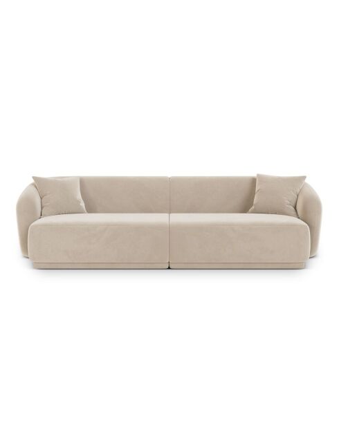Canapé Velours Jane 4 Places Beige - 246x93x74 cm