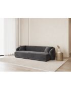 Canapé Velours Jane 4 Places Gris Foncé - 246x93x74 cm