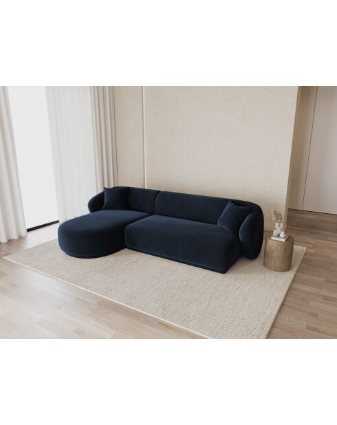 Canapé D'Angle Gauche Velours Jane 4 Places Bleu Roi - 260x155x74 cm
