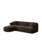 Canapé D'Angle Droit Velours Modulable Talia 4 Places Chocolat - 256x156x70 cm