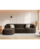 Canapé D'Angle Droit Velours Modulable Talia 4 Places Chocolat - 256x156x70 cm