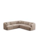 Divano angolare modulare simmetrico Talia a 6 posti in velluto beige scuro - 255x255x70 cm