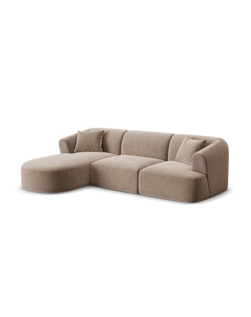 Talia 4-zitsbank in donkerbeige modulair fluweel met linkerhoek - 256x156x70 cm