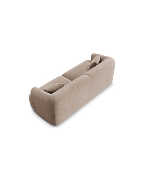 Canapé Modulaire Velours Talia 3 Places Beige Foncé - 220x90x70 cm