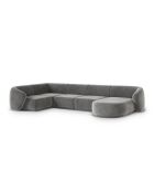 Panoramische hoekbank (rechterzijde) geel fluweel 6-zits grijs - 336x166x74 cm