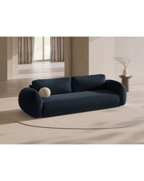 Canapé Convertible Avec Coffre De Rangement Kora 3 Places Bleu Marine - 262x105x88 cm