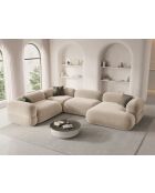 Lony Velvet Modulaire panoramische hoekbank, rechts, 5-zits, lichtbeige, 345x250x68 cm