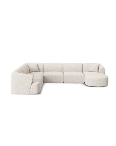 Canapé D'Angle Gauche Panoramique Modulable Talia 7 Places Beige Clair - 330x255x70 cm