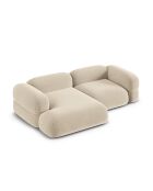 Divano angolare destro Lony 3 posti beige chiaro modulare in velluto - 250x147x68 cm