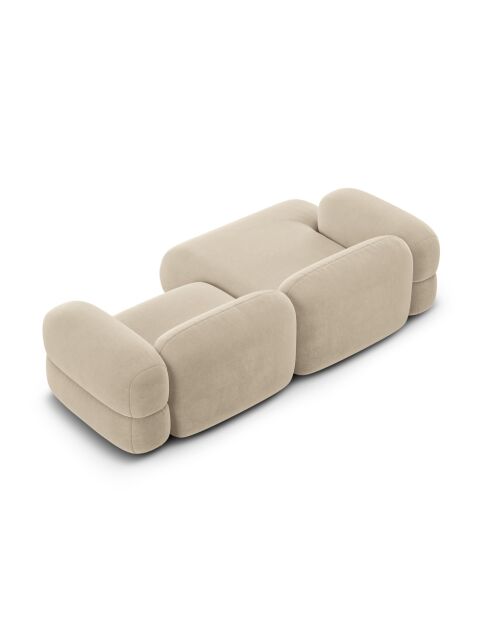 Lony 3-zits lichtbeige modulaire fluwelen hoekbank met rechte hoek - 250x147x68 cm