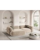 Divano angolare destro Lony 3 posti beige chiaro modulare in velluto - 250x147x68 cm