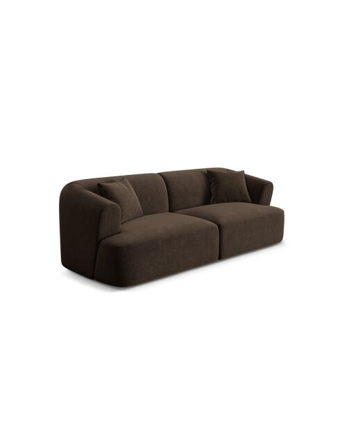 Canapé Modulaire Velours Talia 3 Places Chocolat - 220x90x70 cm