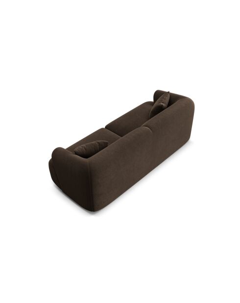 Canapé Modulaire Velours Talia 3 Places Chocolat - 220x90x70 cm