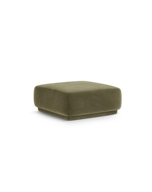 Pouf Velours Jane 1 Place Vert - 90x90x42 cm