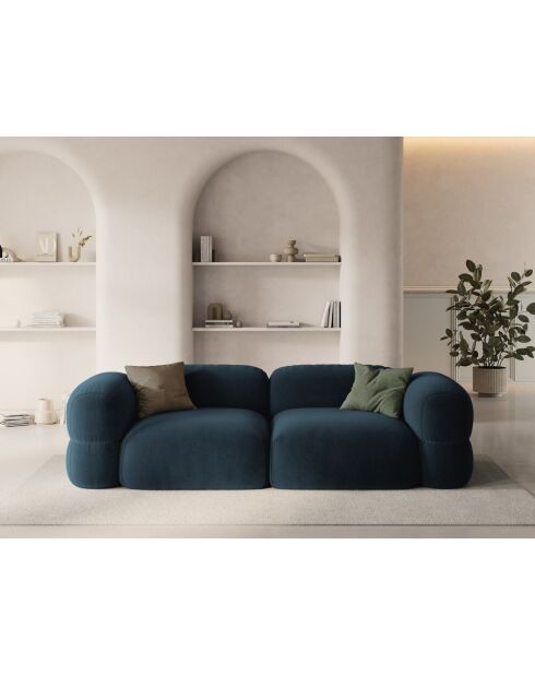 Canapé Modulaire Velours Lony 4 Places Pétrole Profond - 250x100x68 cm