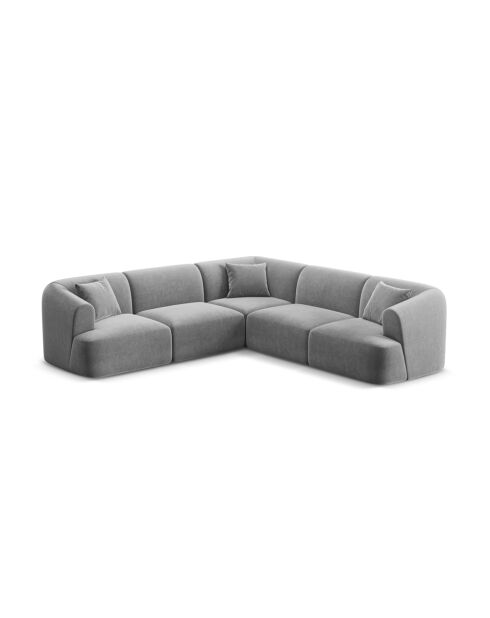 Talia 6-zits grijze fluwelen symmetrische modulaire hoekbank - 255x255x70 cm