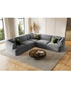 Canapé d'angle modulaire symétrique en velours Talia 6 Places Gris - 255x255x70 cm