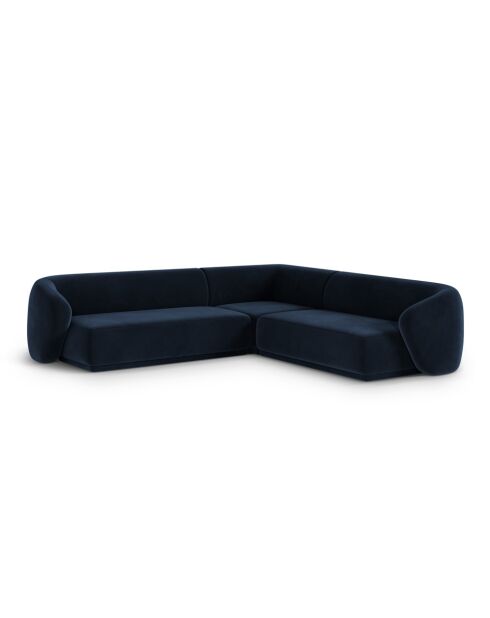 Canapé D'Angle Symétrique En Velours Jane 5 Places Bleu Roi - 256x256x74 cm