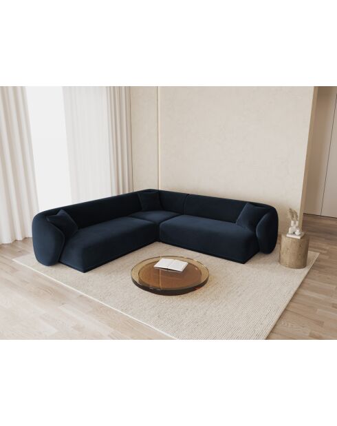 Canapé D'Angle Symétrique En Velours Jane 5 Places Bleu Roi - 256x256x74 cm